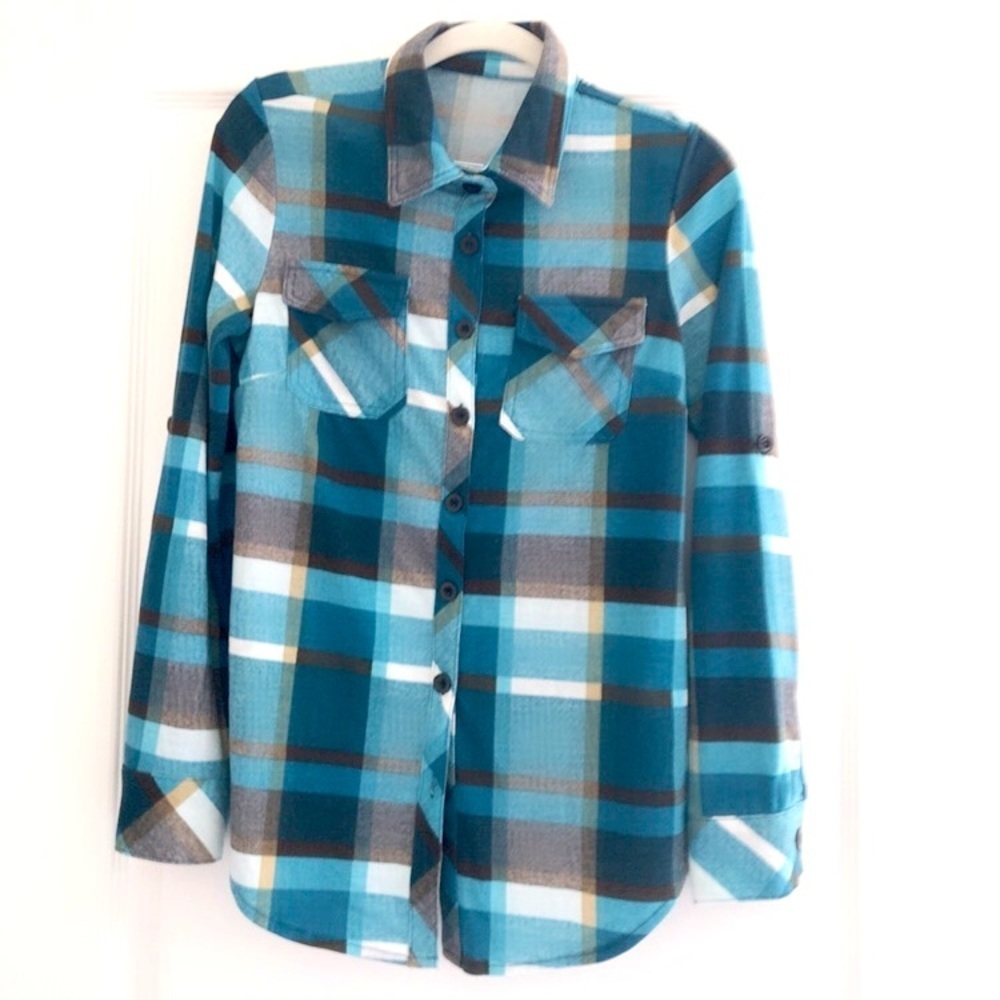Plaid button down shirt blue size s - Picture 3 of 6